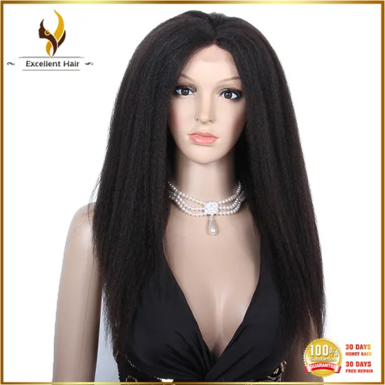 Wholesale black hair products real mink brazilian hair kinky straight human hair wig lace front