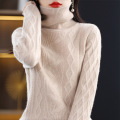 Diamond Twist Flower Turtleneck Pullover Woman