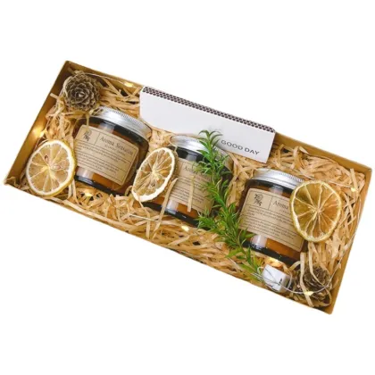 LuxuryPackaging Dried Botanicals Match Flameless Cube Candle Aroma Diffuser Scented Candle Gift Set