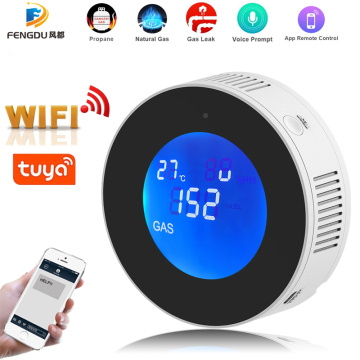 Natural Gas Leak Detector Alarm, Tuya WiFi Smart for Home Methane/Propane Alert Detectors with Sound Voice usb power supply