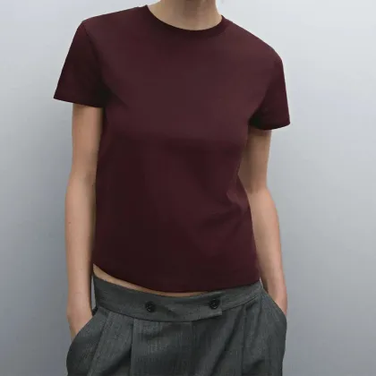 Women's American style casual, skin friendly cotton short sleeved T-shirt