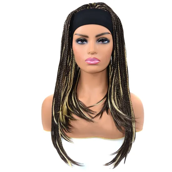 Wholesale 18 Inch Long High Quality Afro Braided Headband Hair Wigs Synthetic Hair Wigs With Headband For Black Women