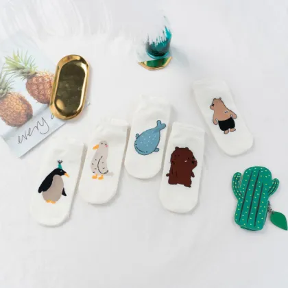 Animal Bear Printed Boat Socks Collection