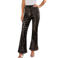 Women High Waist Sequin Sparkle Flared Pants