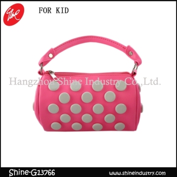stylish handbag/mini cute kids bag/white dots duffel bag