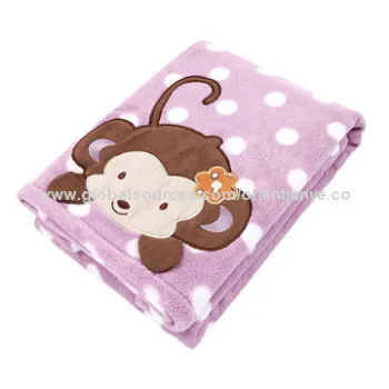 Babies' Soft Blanket, Made of 100% Polyester Larcher, in All-over Dots Print, with Lovely Patch