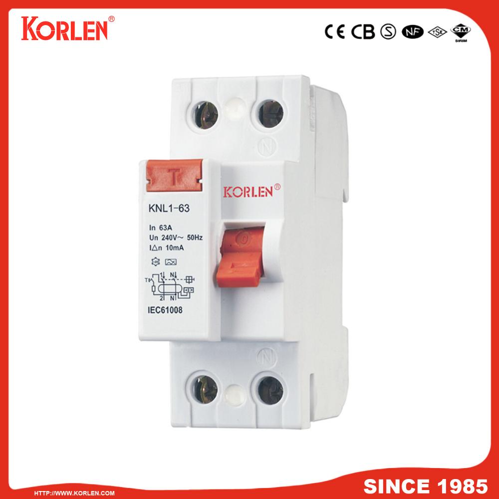 Residual Current Circuit Breaker KNL1-63 3KA SIRIM 2P