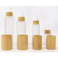 Bamboo cover frosted glass emulsion spray bottle