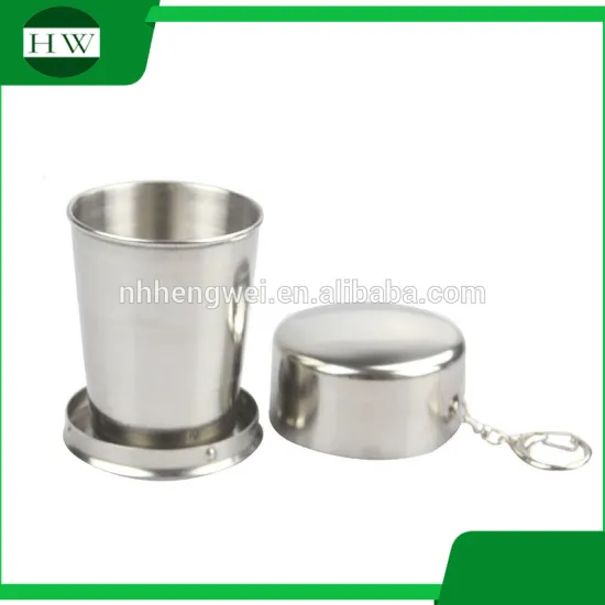 5 Ounce telescopic Stainless Steel Cup Collapsible Folding Mug 3 section fold cup stainless steel with keyring keychain