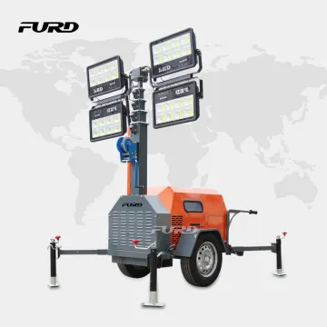 7m mast 4x1000W Towable Mobile Light tower with 6.5kw Diesel Generator