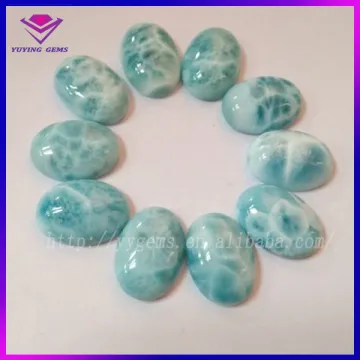 Natural Larimar Gemstone Rough Blue Oval Stone Cabochons