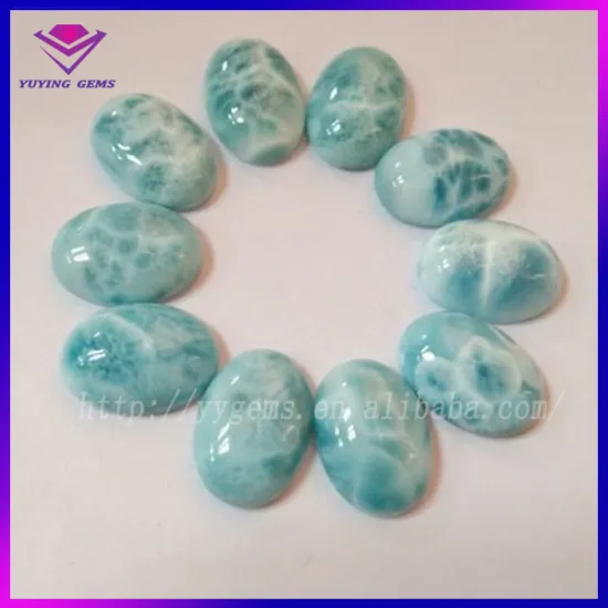 Natural Larimar Gemstone Rough Blue Oval Stone Cabochons