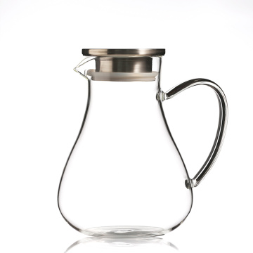 Handmade mouthbown glass pitcher with lid and OEM glass water carafe