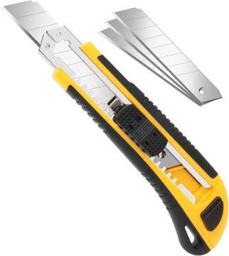 Industrial Grade 3 Blades Utility Knife Box Cutter" could be simplified to "Industrial 3 Blades Utility Knife for Box Cutting" as a title for a search engine. However, if we need just one concise and effective title, "Industrial 3 Blades Box Cutter Utilit