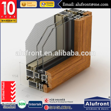 Top Quality KAN90 Series Aluminum Cladding Wood Profile for Tilt&Turn Window with Security Mesh