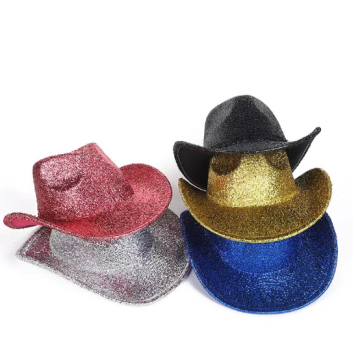 Western Glitter Cowgirl Hat for Cosplay Party