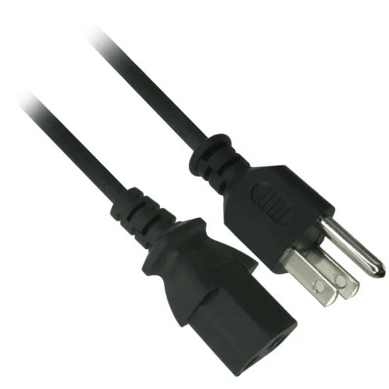 Type B non-polarized US 3 pin plug top to IEC C13 plug power cord