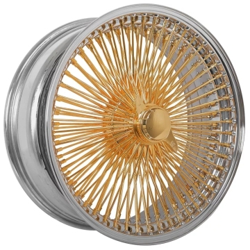 Jiangzao 20x8 LA Wire Wheels 150 Spoke Chrome avec Gold Center