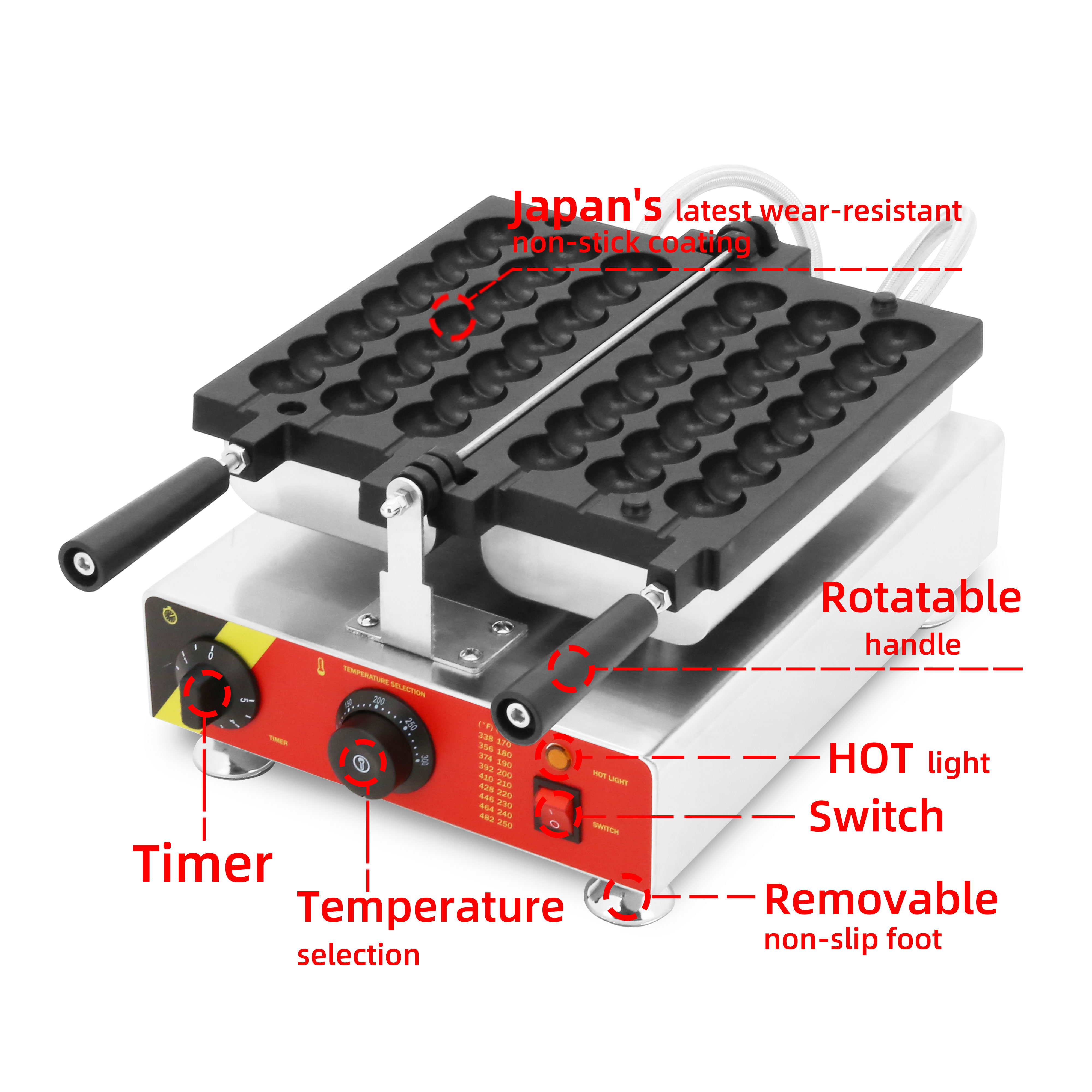 Electric/Gas Skewer Waffle Stick Maker Non-stick Ball Shaped