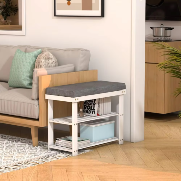 Customized Wooden Shoe Rack Organizer Bench for Living Bedroom Storage