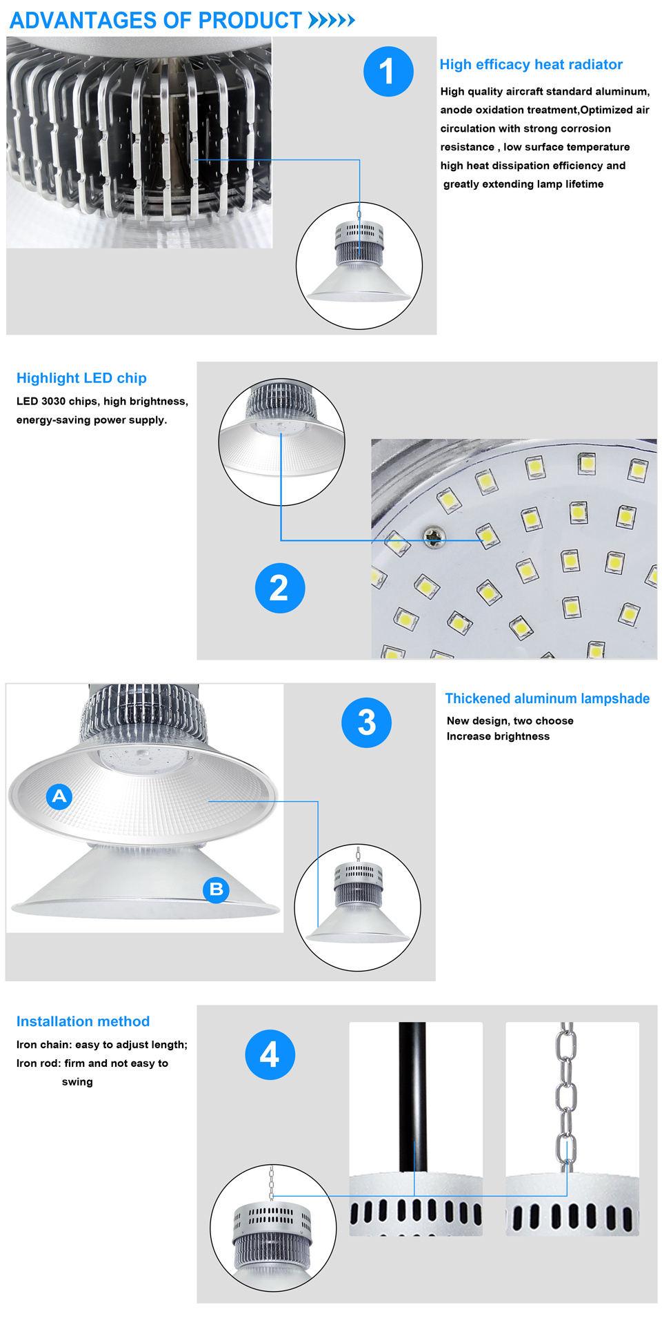 공장 실내 알루미늄 하이 베이 Led 산업용 램프, Bossgoo.com의 고품질 공장 실내 알루미늄 하이 베이 Led 산업용 램프