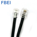 6P4C kabel telepon hitam kabel telepon RJ11 datar