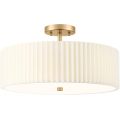 Semi Flush Mount Ceiling Lamp Drum Pleated Shade