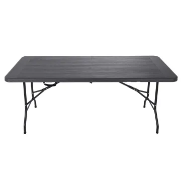 6FT Portable Office Centerfold Table: Multipurpose Plastic Rectangle Folding Table in Black