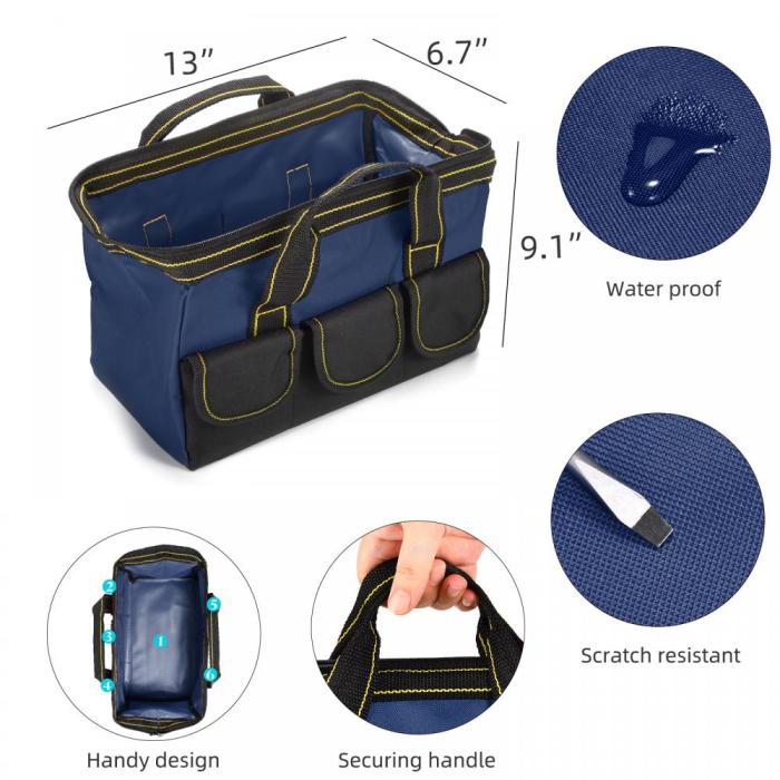 3 Pack Tool Bags with Waterproof Hard Bottom