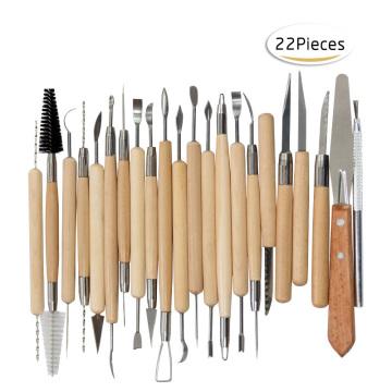 Chinese Supplier Wooden Metal Pottery Sculpting Tool Set for Clay Modeling
