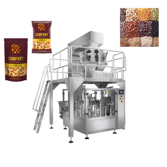 Automatic Fruit Packaging Machine: Pre-made Rotary Doypack Bags and Pouches Weighing System