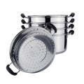 Stainless steel food stock pot with steamer grid