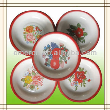 26cm enamel rice plates decorated, enamel dinner plates decorated, enamel dishes