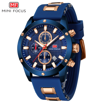 Hot Brand 0089G Men's Luxury Quartz Watch with Chronograph and Silicone Strap