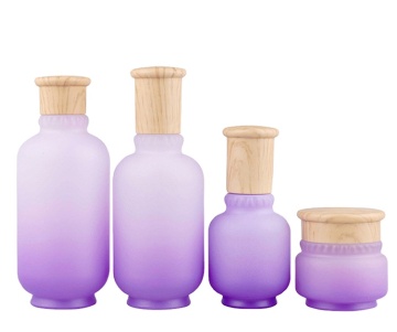 Matte purple glass bottles with wooden color cap