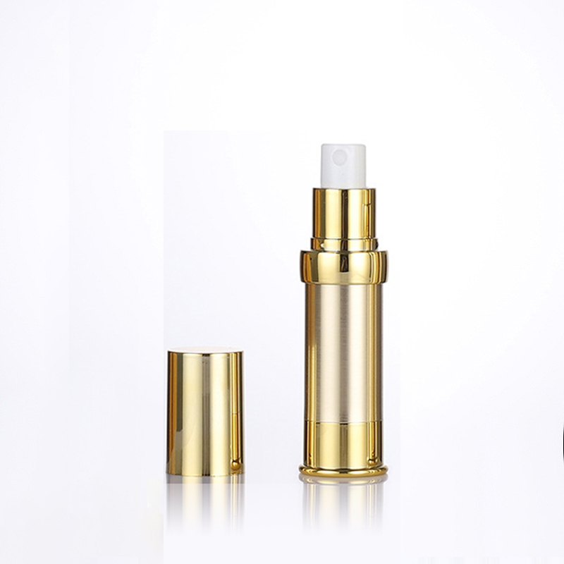 luxury gold aluminum frosted plastic cosmetic airless bottle