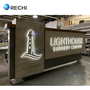 RECHI Advertising Light Box: Customizable Metal 3D LED Illuminated Signs with Brushed Stainless Steel Face