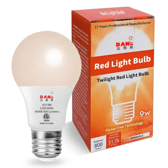 620-760nm Warm No Blue 9W Twilight Red LED Bulb for Home - E26/E27 Base Red Light Therapy