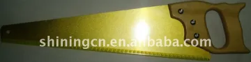 golden teflon coated hand saw with wood handle