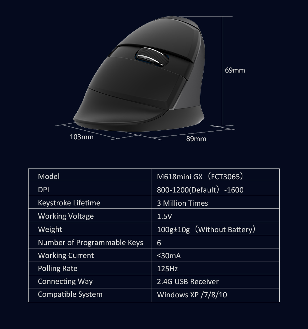 Delux M618Mini Ergonomic Vertical Mouse Wireless 2.4GHz Gaming Mouse gamer adjustable DPI Vertical Mice PC gamer