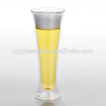 clear crystal glass double wall high beer cup 320ml