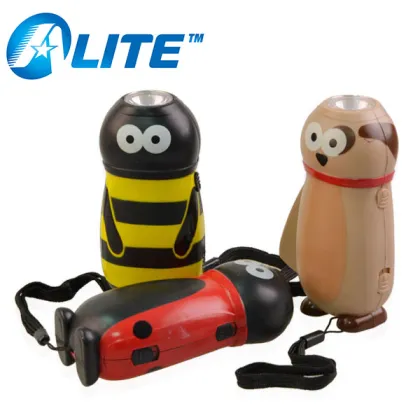 Colorful Animal Shaped Hand Press Power Generation Dynamo Flashlights