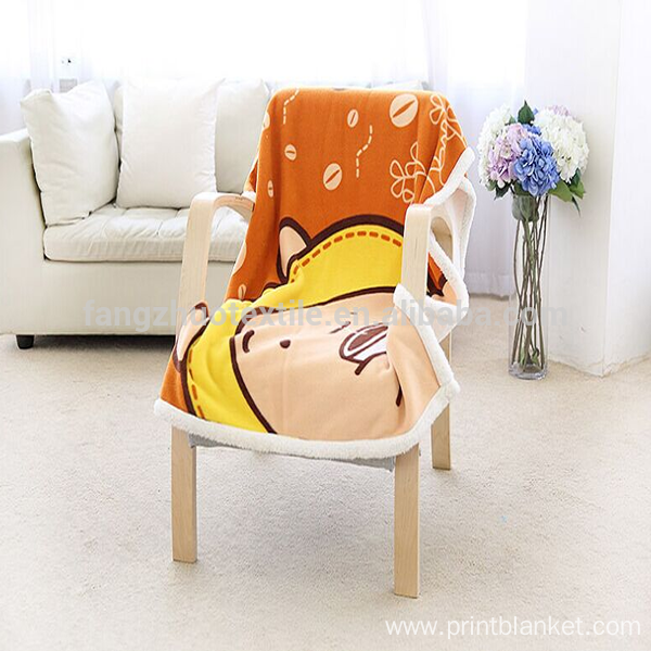 cartoon printed microfiber knee throw sherpa blanket