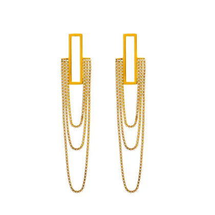 Stainless Steel Long Tassel Chain Earrings - Waterproof Drop Earrings for Women