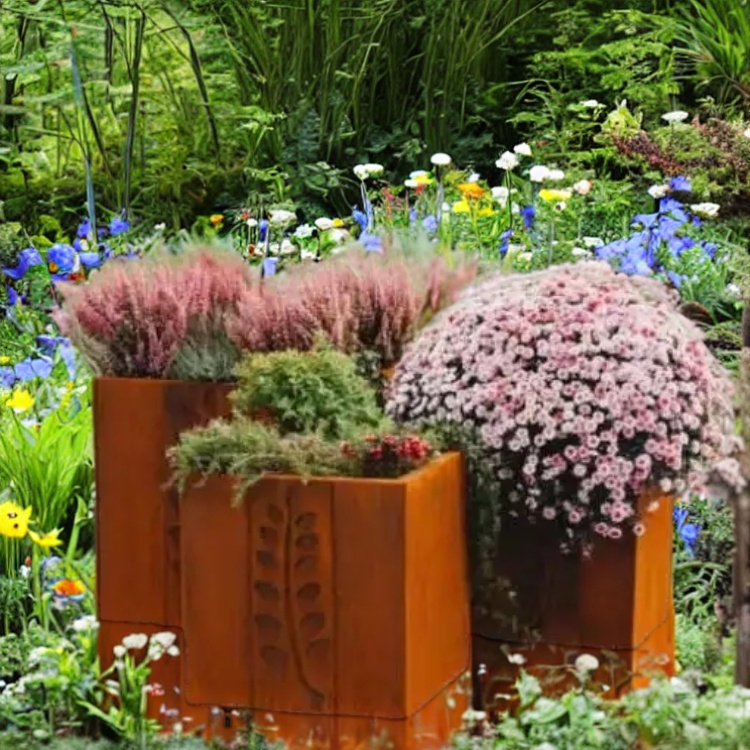 Weather resistant steel flower pot