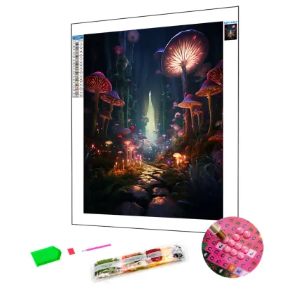 Custom Full Drill Crystal Diamond Painting - Mushroom World Abstract Art 5D DIY Rhinestone Kit