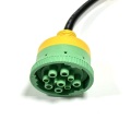 Cavo diagnostico OBDII da 16 pin femmina a CUMMINS 9 pin maschio, sovrastampato giallo-verde