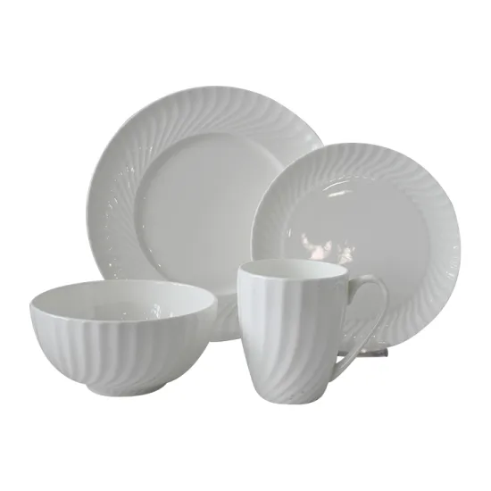 White Stoneware Simple And Elegant Dinnerset Ceramic Hotel