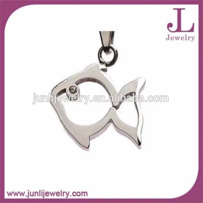 Silver Stainless Steel Jesus Pendant Christian Fish Pendant