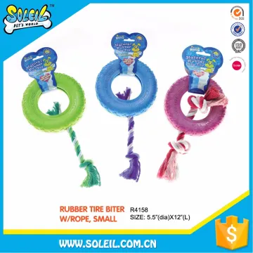 Tough Rubber Tire Cotton Rope Durable Dog Toy